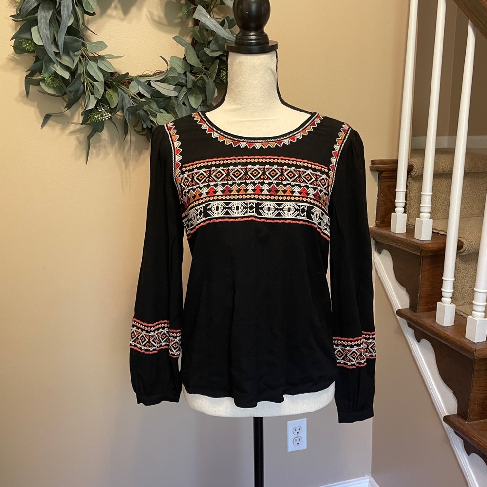 🍂 THML Embroidered Long Sleeve Top• Size XS| 4/6